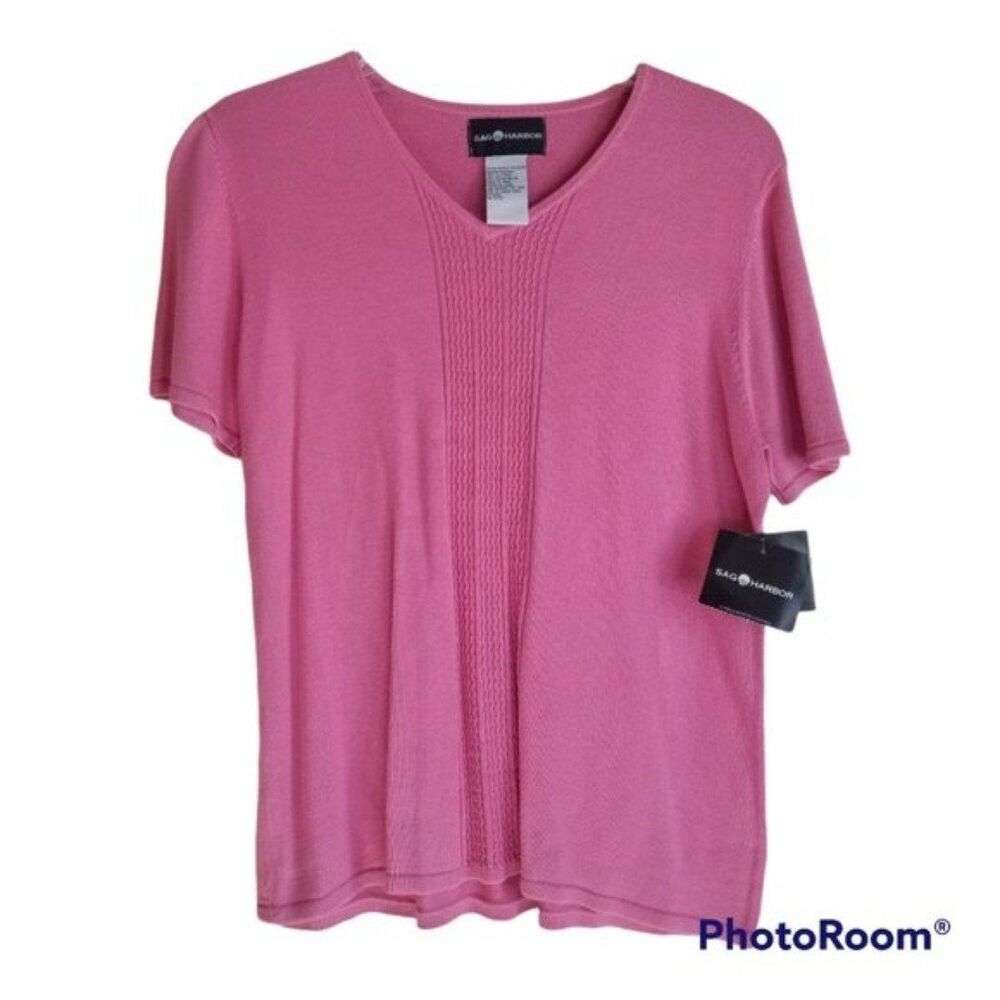 Sag Harbor Hydrangea Pink Knit Sweater Size Med